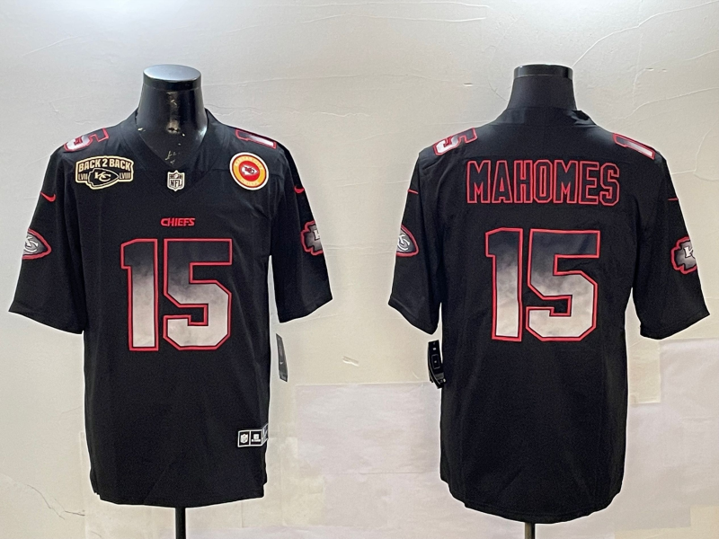 Men Kansas City Chiefs #15 Mahomes black Rainbow 2025 Nike Limited NFL Jersey 0012